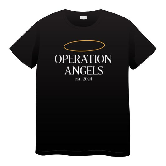 Operation Angels- Black Tshirt- with White writing-Unsiex